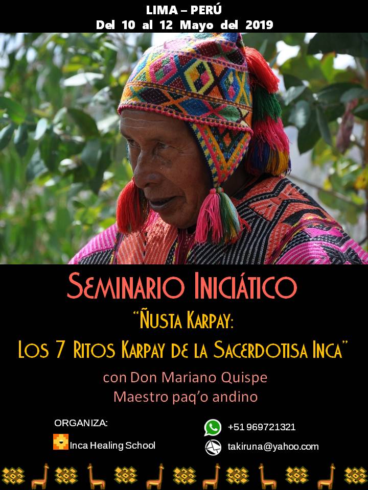 Nota de prensa del seminario de Ñusta Karpay en Lima – mayo&nbsp;2019